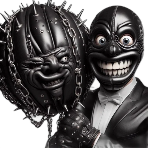mask, face, crown, concept art, 3d render, grinning, spherical, object transparent PNG cut-out
