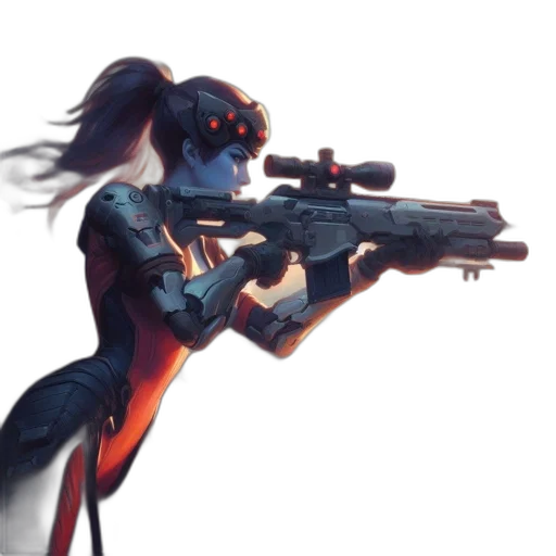 weapon, robot, concept art, cyberpunk, comic book art, anime, illustration, features transparent PNG cut-out