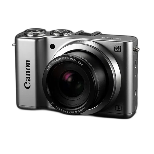 weapon, photorealistic, 3d render, silver, digital, camera, black, lens transparent PNG cut-out