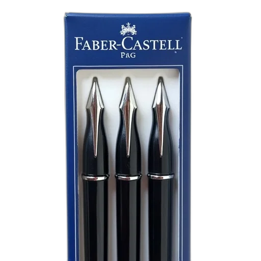 staff, photorealistic, set, three, black, calligraphy, pens, silver transparent PNG cut-out