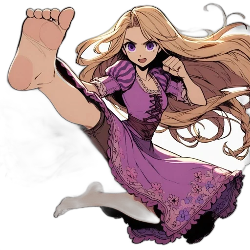 dress, shoes, staff, hair, concept art, anime, cartoon, comic book art transparent PNG cut-out