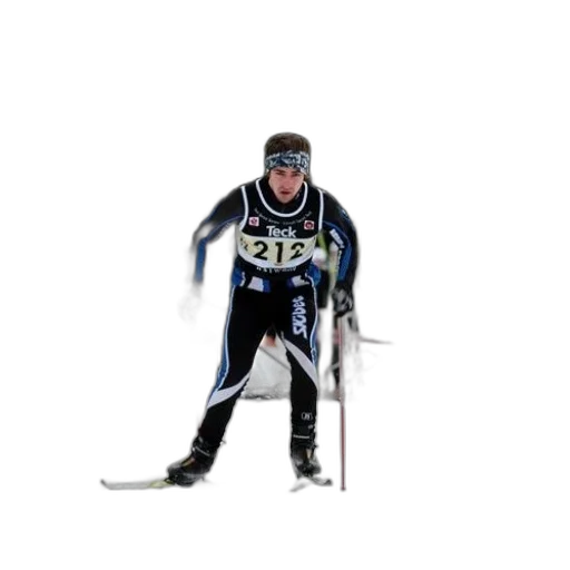 staff, skier, wearing, blue, black, outfit, number, 212 transparent PNG cut-out