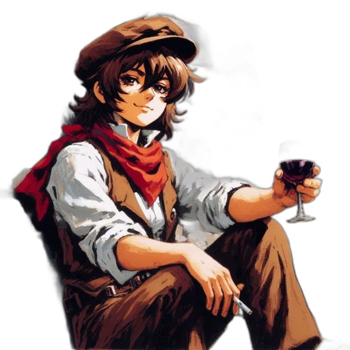 hat, staff, jacket, pixel art, anime, concept art, photorealistic, animation transparent PNG cut-out