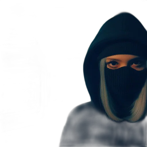 mask, face, weapon, jacket, concept art, 3d render, photorealistic, comic book art transparent PNG cut-out