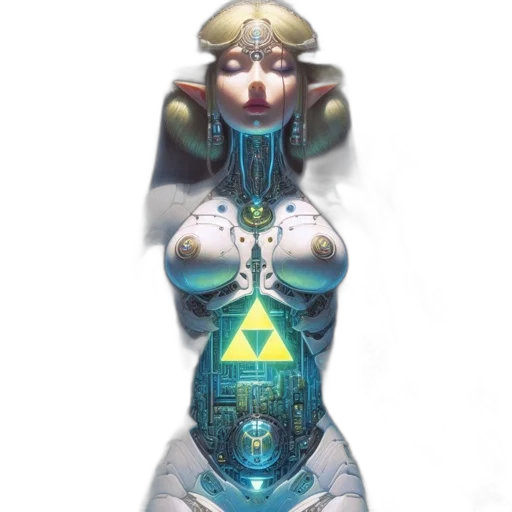 robot, jewelry, dress, crown, concept art, fantasy art, pixel art, cyberpunk transparent PNG cut-out