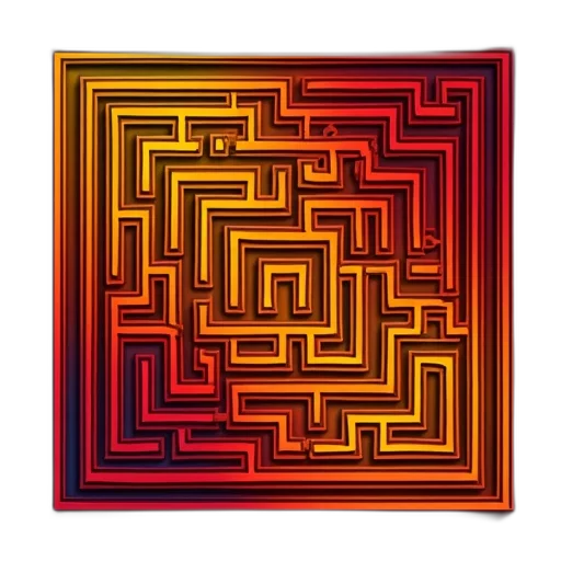 hair, 3d render, pixel art, neon lights, red, neon, colorful, maze transparent PNG cut-out