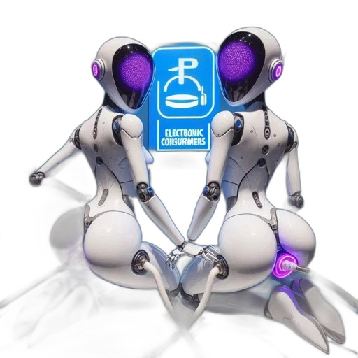 robot, concept art, cyberpunk, 3d render, fantasy art, two, white, robots transparent PNG cut-out