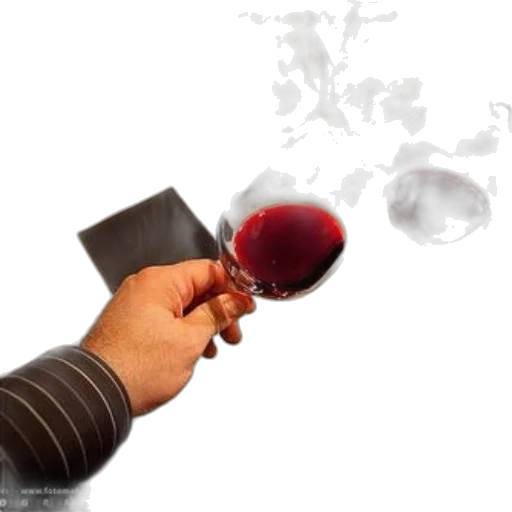 staff, photorealistic, hand, holding, wine, glass, filled, red transparent PNG cut-out