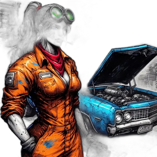 car, robot, comic book art, concept art, cyberpunk, fantasy art, outer space, fire transparent PNG cut-out