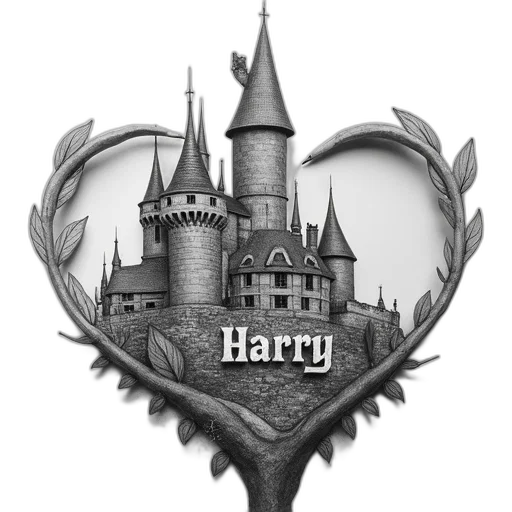 crown, fantasy art, concept art, photorealistic, 3d render, harry, castle, name transparent PNG cut-out