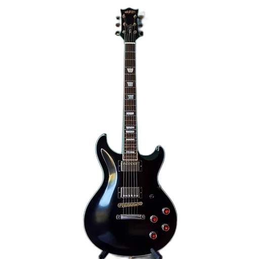 weapon, 3d render, photorealistic, black, electric, guitar, glossy, finish transparent PNG cut-out
