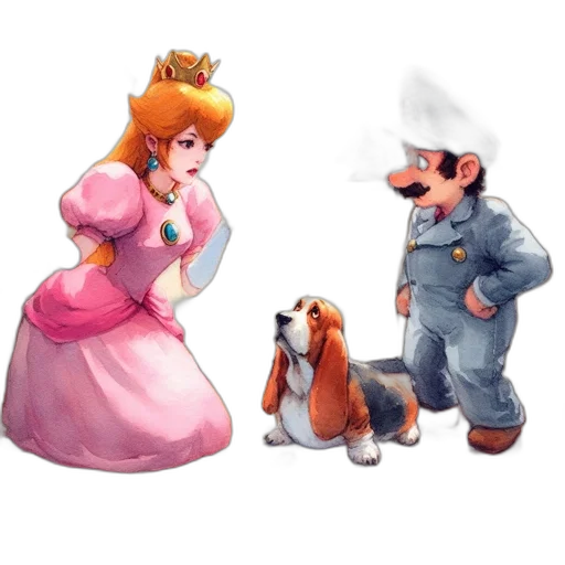 crown, staff, dress, food, concept art, pixel art, 3d render, watercolor transparent PNG cut-out