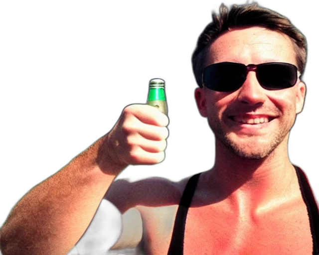 bottle, selfie, man, wearing transparent PNG cut-out