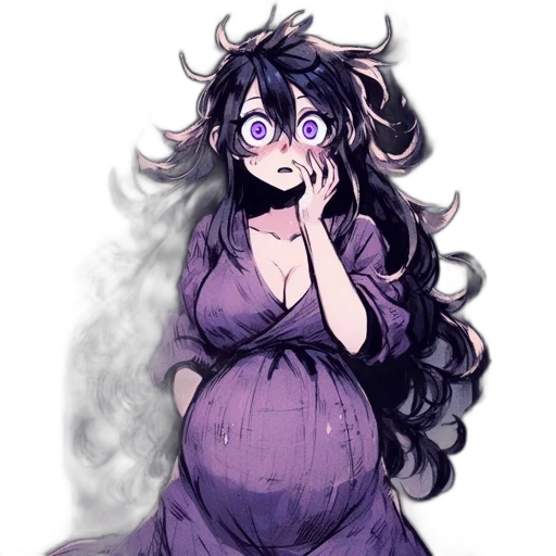 dress, creature, hair, watercolor, concept art, pixel art, anime, dark transparent PNG cut-out