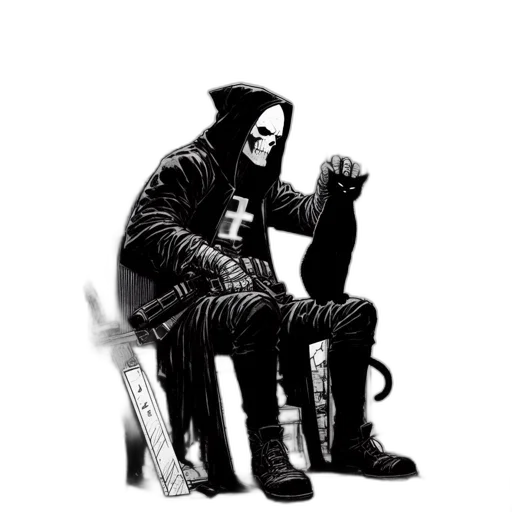mask, jacket, staff, weapon, comic book art, concept art, cyberpunk, pixel art transparent PNG cut-out