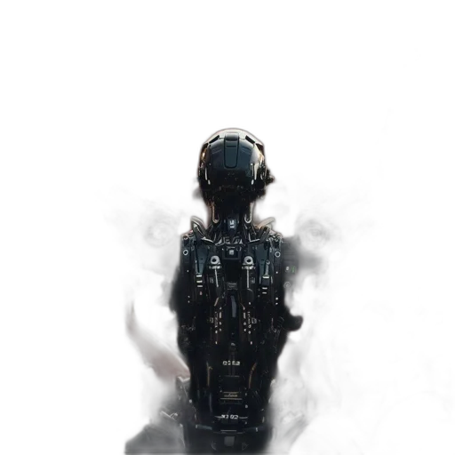 robot, mask, creature, jacket, concept art, cyberpunk, 3d render, pixel art transparent PNG cut-out