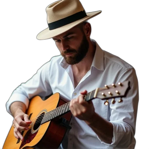 hat, jacket, photorealistic, man, wearing, white, shirt, playing transparent PNG cut-out