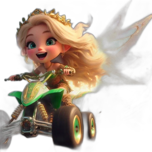 concept art, 3d render, fantasy art, photorealistic, animated, fairy-like, figure, rides transparent PNG cut-out