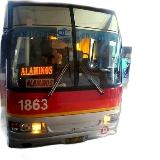 staff, 3d render, photorealistic, bus, number, 1863, destination, alaminos transparent PNG cut-out