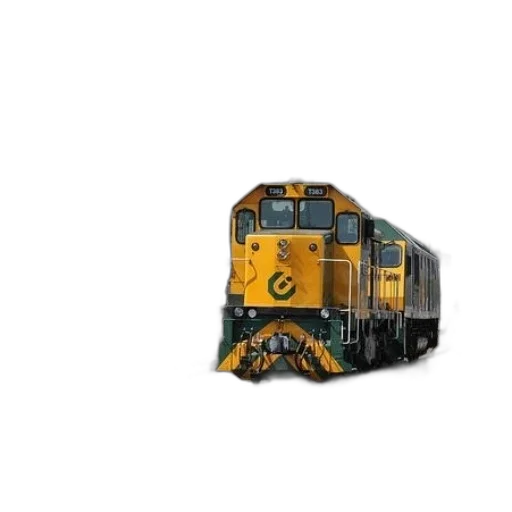 robot, 3d render, yellow, train, letter, parked, tracks transparent PNG cut-out