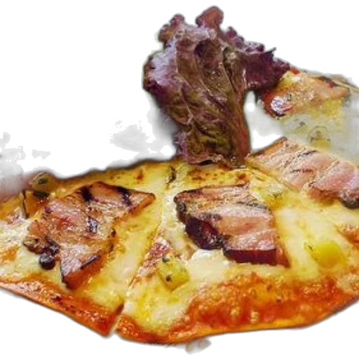 food, photorealistic, 3d render, delicious, pizza, topped, ham, cheese transparent PNG cut-out