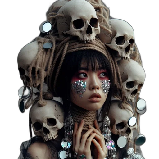 mask, jewelry, face, crown, cyberpunk, fantasy art, concept art, photorealistic transparent PNG cut-out