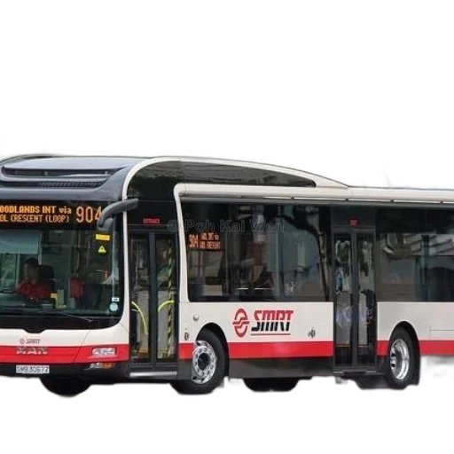 3d render, concept art, photorealistic, red, white, bus, word, smart transparent PNG cut-out