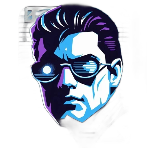 face, mask, comic book art, cyberpunk, cartoon, vaporwave, blue, stylish transparent PNG cut-out