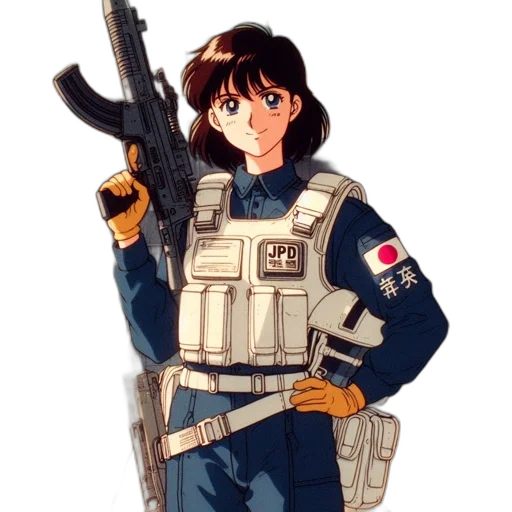 weapon, jacket, staff, anime, pixel art, vaporwave, concept art, outer space transparent PNG cut-out