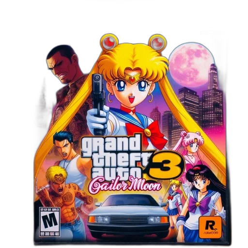 car, concept art, anime, 3d render, parody, game, cover, combines transparent PNG cut-out