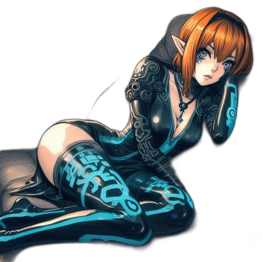 dress, robot, jacket, weapon, cyberpunk, concept art, fantasy art, anime transparent PNG cut-out