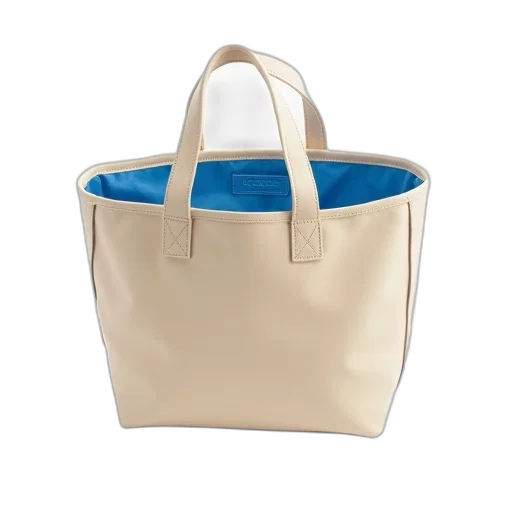 blue, beige, tote, bag, interior, lining, gold, zipper transparent PNG cut-out