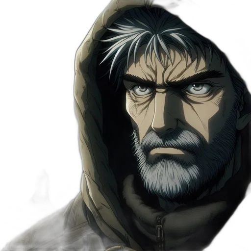 face, mask, jacket, comic book art, concept art, anime, fantasy art, earth tones transparent PNG cut-out