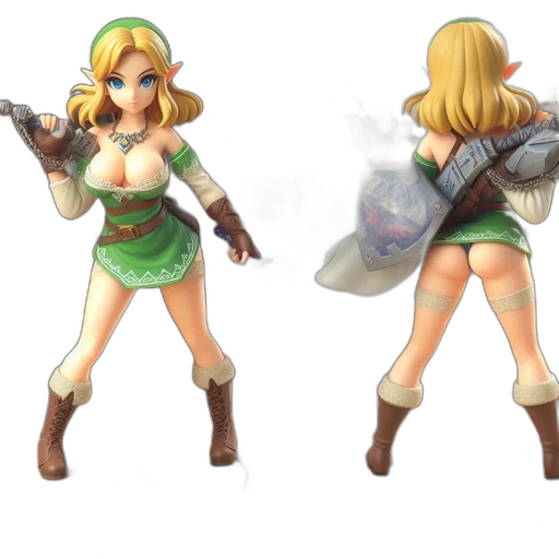 concept art, fantasy art, 3d render, pixel art, green, two, statues, female transparent PNG cut-out