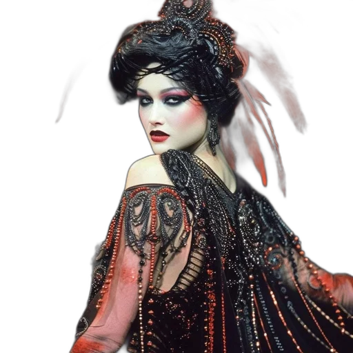dress, photorealistic, fantasy art, concept art, oil painting, dark, red, woman transparent PNG cut-out