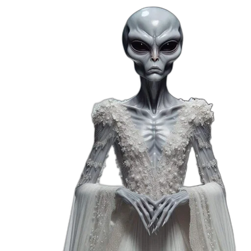 dress, creature, concept art, outer space, extraterrestrial, being, gray, head transparent PNG cut-out