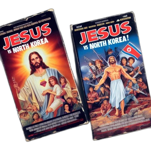 two, vhs, tapes, labeled, jesus, north, korea, feature transparent PNG cut-out