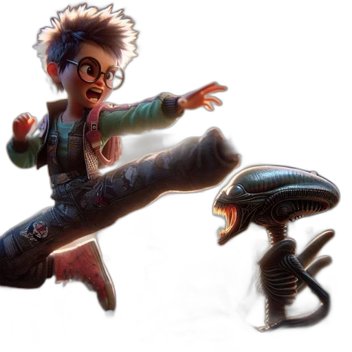 creature, concept art, 3d render, comic book art, outer space, animated, scene, young transparent PNG cut-out