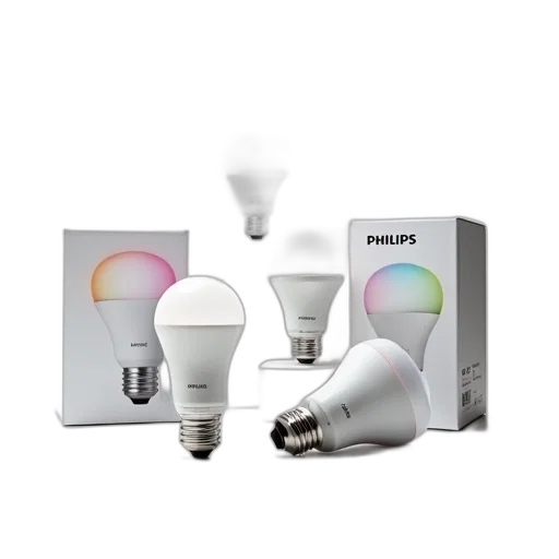set, smart, light, bulbs, philips, hue, displayed, white transparent PNG cut-out