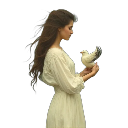 dress, hair, mask, jewelry, concept art, photorealistic, oil painting, 3d render transparent PNG cut-out