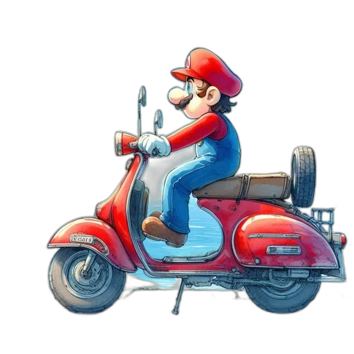 car, animal, concept art, watercolor, cartoon, 3d render, red, mario transparent PNG cut-out