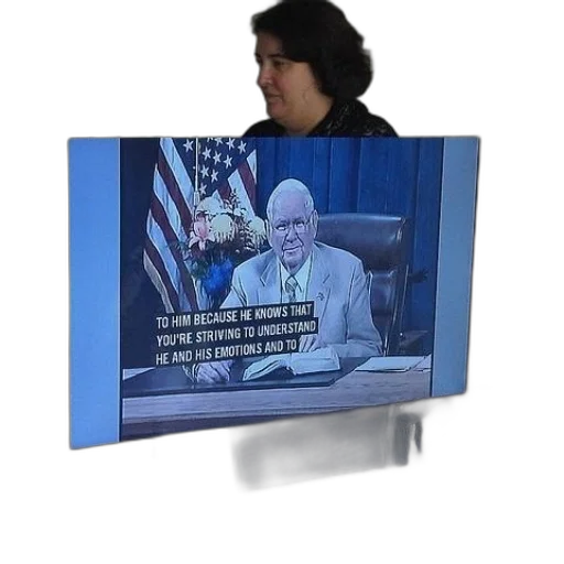 staff, woman, holds, screen transparent PNG cut-out