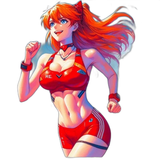 dress, robot, anime, pixel art, cartoon, concept art, red, colorful transparent PNG cut-out