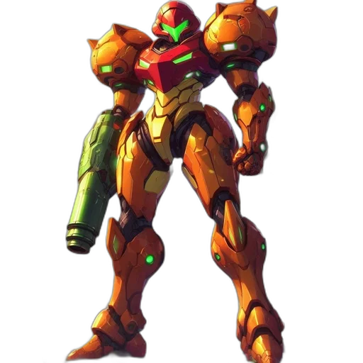 robot, weapon, concept art, 3d render, pixel art, fantasy art, green, earth tones transparent PNG cut-out