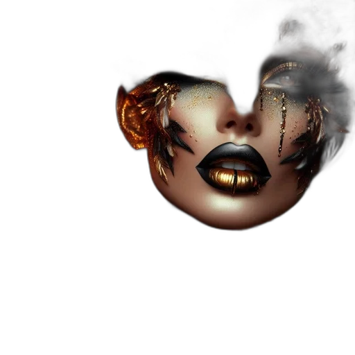 mask, face, jewelry, concept art, fantasy art, 3d render, photorealistic, fire transparent PNG cut-out