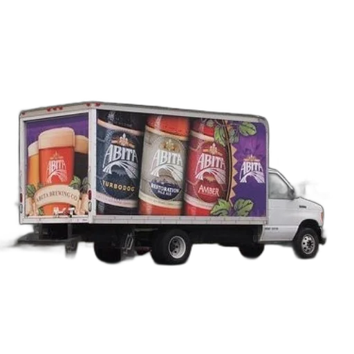 food, white, truck, colorful, advertisements, abita, beer, parked transparent PNG cut-out