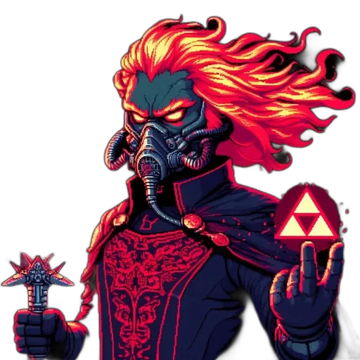 mask, pixel art, concept art, fantasy art, comic book art, red, character, depicted transparent PNG cut-out