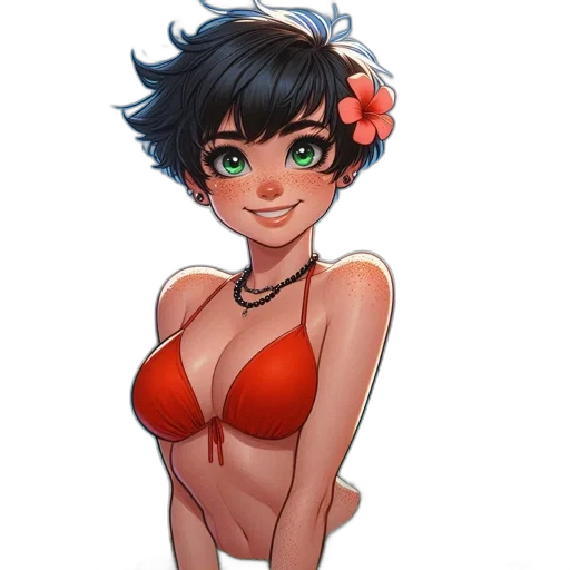 dress, flower, concept art, anime, watercolor, cartoon, red, colorful transparent PNG cut-out