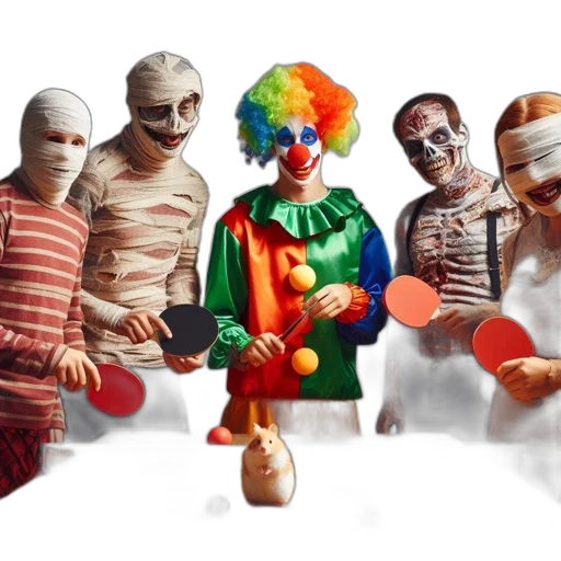 mask, concept art, 3d render, comic book art, five, people, diverse, costumes transparent PNG cut-out