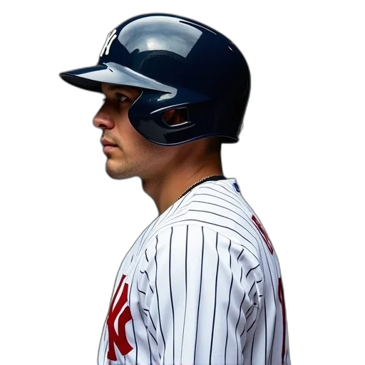 photorealistic, yankee, baseball, player, his, helmet, open, standing transparent PNG cut-out